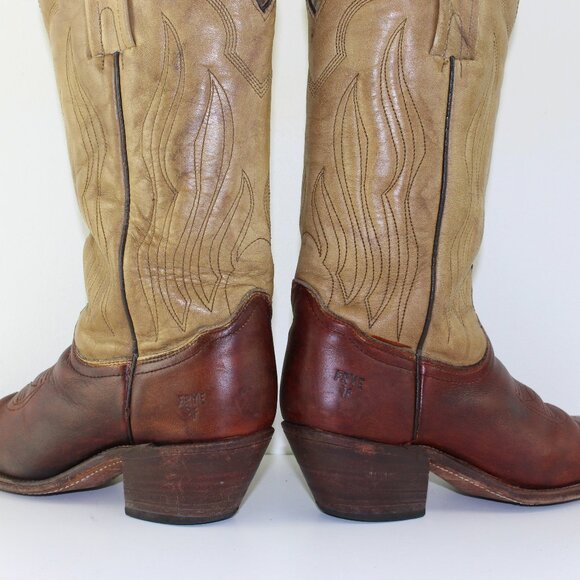 Frye Two Tone Leather Western Cowboy Boots Women (6.5 US) - Picture 8 of 11
